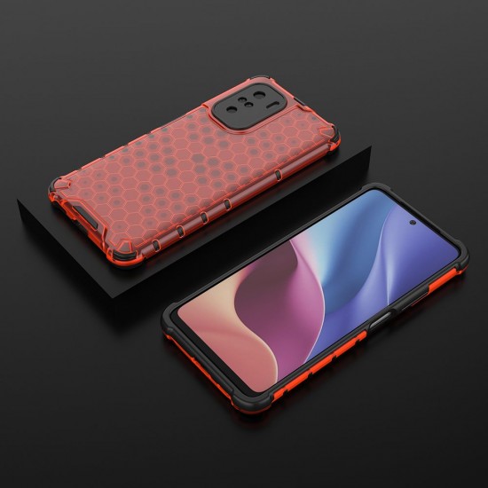 Honeycomb Case armor cover with TPU Bumper for Xiaomi Redmi K40 Pro+ / K40 Pro / K40 / Poco F3 red