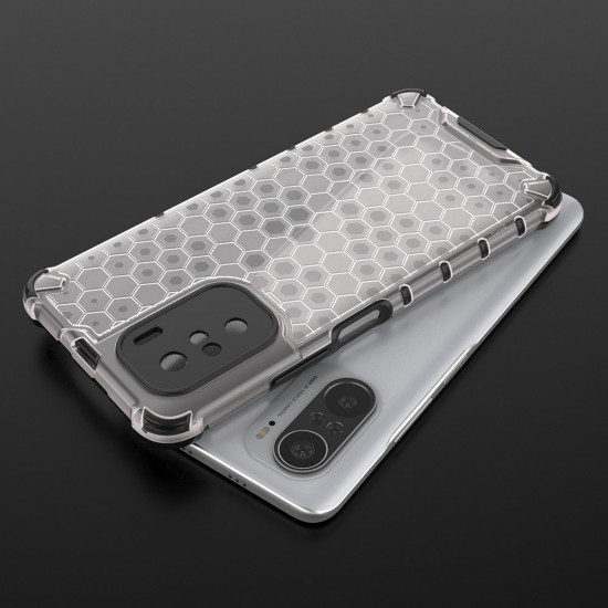 Honeycomb Case armor cover with TPU Bumper for Xiaomi Redmi K40 Pro+ / K40 Pro / K40 / Poco F3 transparent