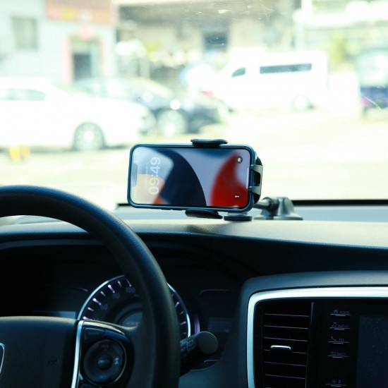 Joyroom car phone holder with flexible arm for dashboard or windshield, black (JR-ZS259)