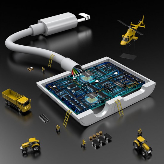 Joyroom S-Y104 headphone adapter Lightning - Lightning / mini jack 3.5mm - white