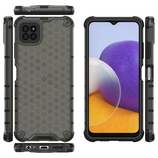 Honeycomb Case armor cover with TPU Bumper for Samsung Galaxy A22 5G black