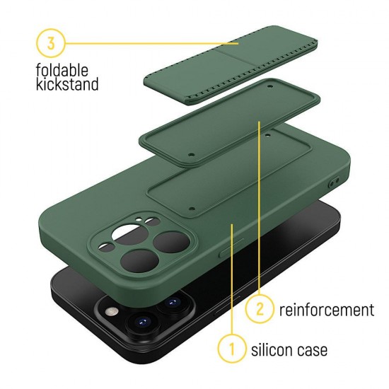 Wozinsky Kickstand Case silicone case with stand Samsung Galaxy A72 4G dark green