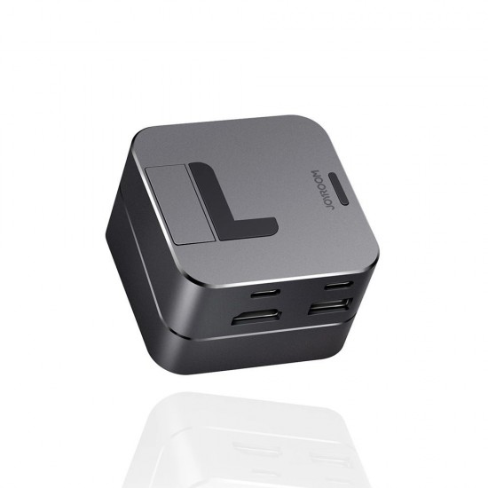 Hub Joyroom S-H121 USB-C stand - USB-A 3.0 / RJ45 / HDMI / USB-C / Thunderbolt for MacBook Pro - gray
