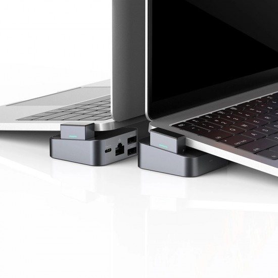 Hub Joyroom S-H121 USB-C stand - USB-A 3.0 / RJ45 / HDMI / USB-C / Thunderbolt for MacBook Pro - gray