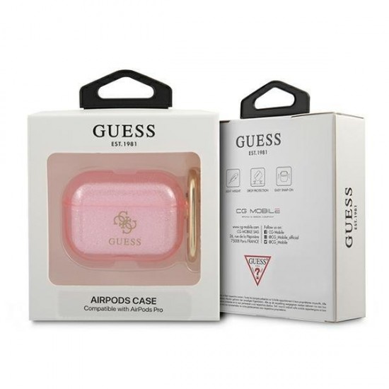Guess GUAPUCG4GP AirPods Pro cover pink/pink Glitter Collection