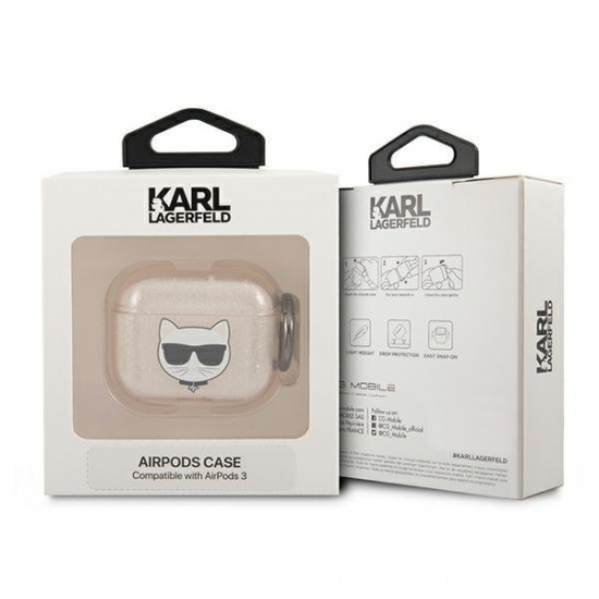 Karl Lagerfeld Glitter Choupette Case for AirPods 3 - Gold