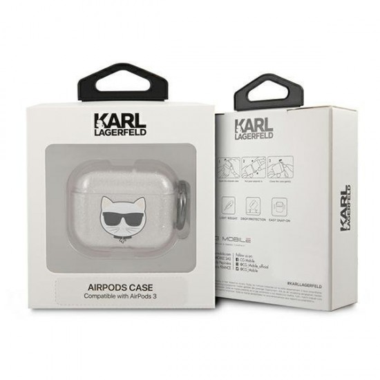 Karl Lagerfeld Glitter Choupette case for AirPods 3 - silver