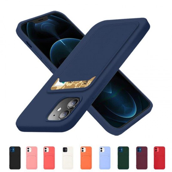 Card Case silicone wallet case with card holder documents for Samsung Galaxy A32 5G navy blue