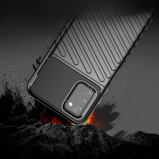 Thunder Case Flexible Tough Rugged Cover TPU Case for Samsung Galaxy A03s black