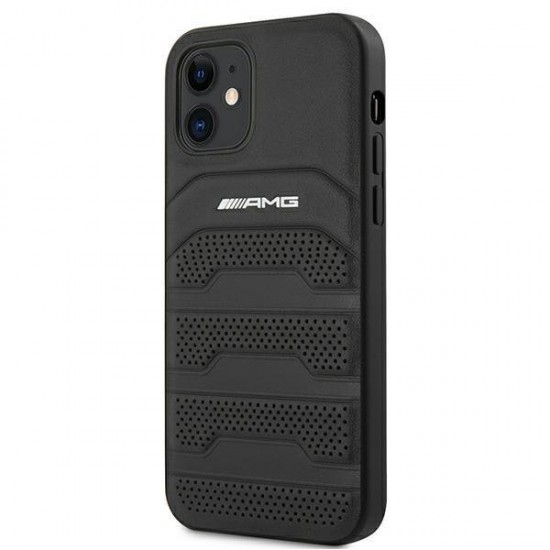 AMG Leather Debossed Lines case for iPhone 12 mini - black