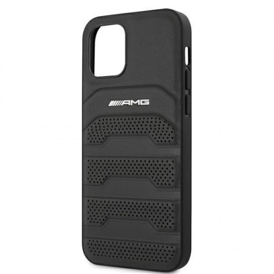 AMG Leather Debossed Lines case for iPhone 12 mini - black