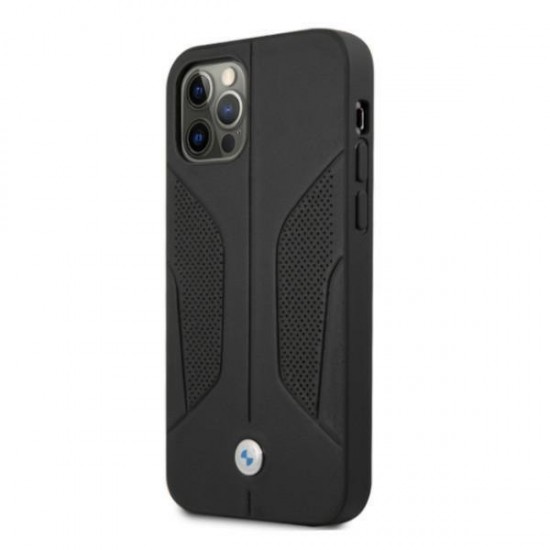 BMW Leather Perforated Sides Case for iPhone 12 Pro Max - Black
