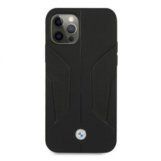 BMW Leather Perforated Sides Case for iPhone 12 Pro Max - Black