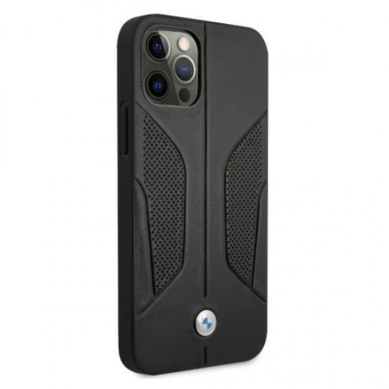 BMW Leather Perforated Sides Case for iPhone 12 Pro Max - Black
