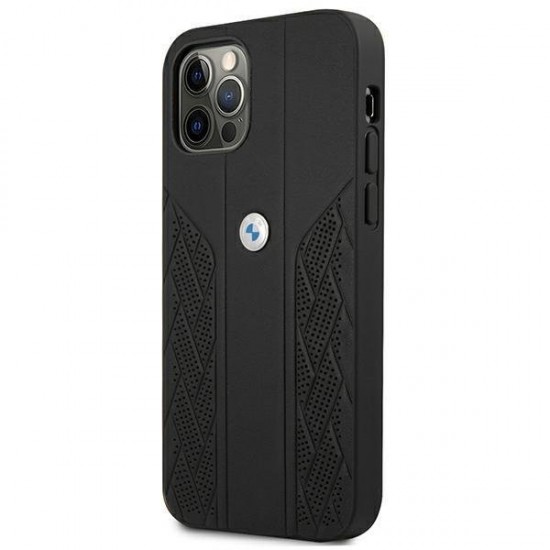 BMW Leather Curve Perforate Case for iPhone 12 Pro Max - Black