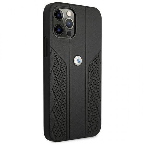 BMW Leather Curve Perforate Case for iPhone 12 Pro Max - Black