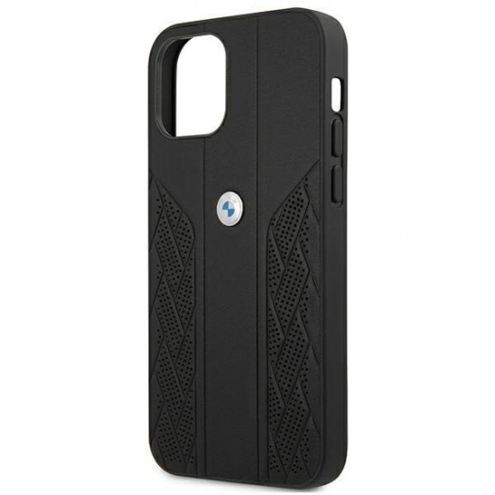 BMW Leather Curve Perforate Case for iPhone 12 Pro Max - Black