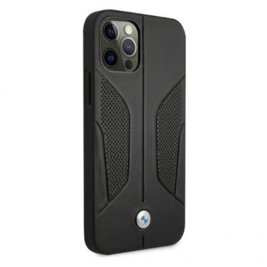 BMW Leather Perforated Sides Case for iPhone 12 / iPhone 12 Pro - Black