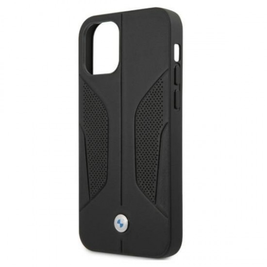 BMW Leather Perforated Sides Case for iPhone 12 / iPhone 12 Pro - Black