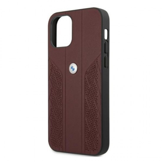 BMW Leather Curve Perforate Case for iPhone 12 / iPhone 12 Pro - Red
