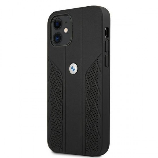 BMW Leather Curve Perforate Case for iPhone 12 mini - Black