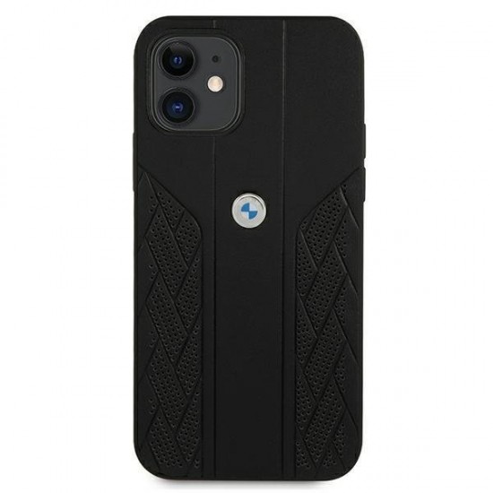 BMW Leather Curve Perforate Case for iPhone 12 mini - Black