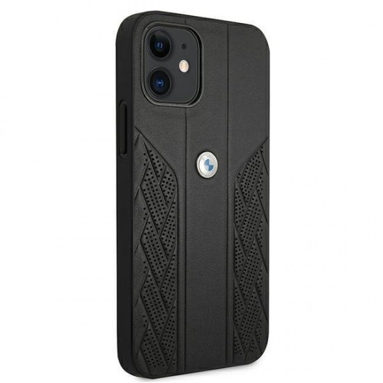 BMW Leather Curve Perforate Case for iPhone 12 mini - Black