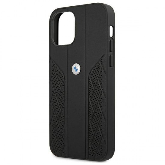 BMW Leather Curve Perforate Case for iPhone 12 mini - Black