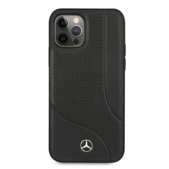 Mercedes Leather Perforated Area Case for iPhone 12 Pro Max - Black