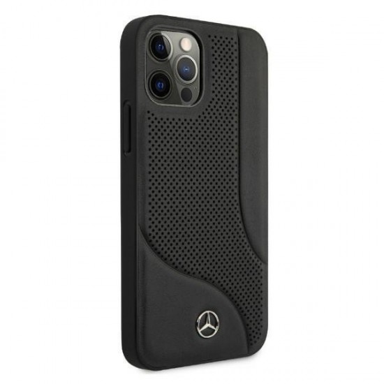 Mercedes Leather Perforated Area Case for iPhone 12 Pro Max - Black