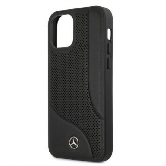 Mercedes Leather Perforated Area Case for iPhone 12 Pro Max - Black