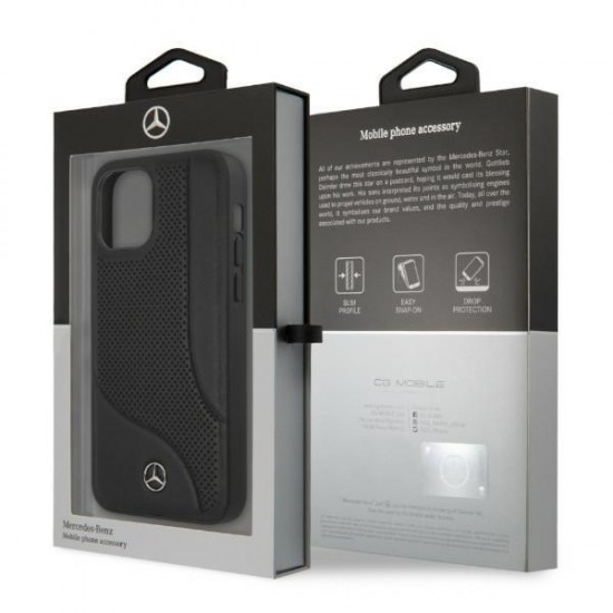 Mercedes Leather Perforated Area Case for iPhone 12 Pro Max - Black