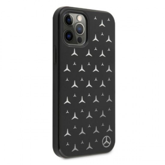 Mercedes Silver Stars Pattern Case for iPhone 12 Pro Max - Black