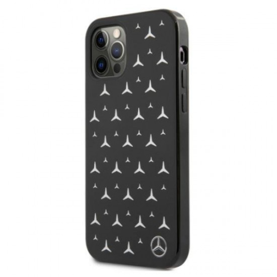 Mercedes Silver Stars Pattern Case for iPhone 12 / iPhone 12 Pro - Black