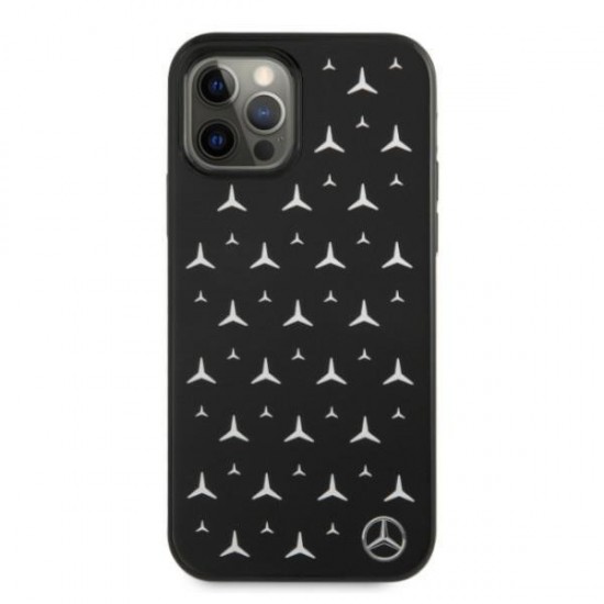 Mercedes Silver Stars Pattern Case for iPhone 12 / iPhone 12 Pro - Black