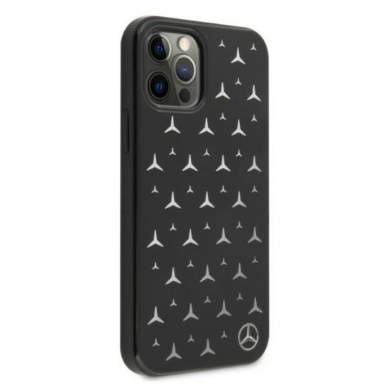 Mercedes Silver Stars Pattern Case for iPhone 12 / iPhone 12 Pro - Black