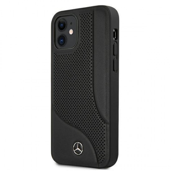 Mercedes Leather Perforated Area Case for iPhone 12 mini - Black