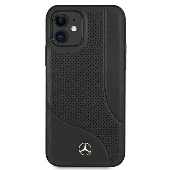Mercedes Leather Perforated Area Case for iPhone 12 mini - Black