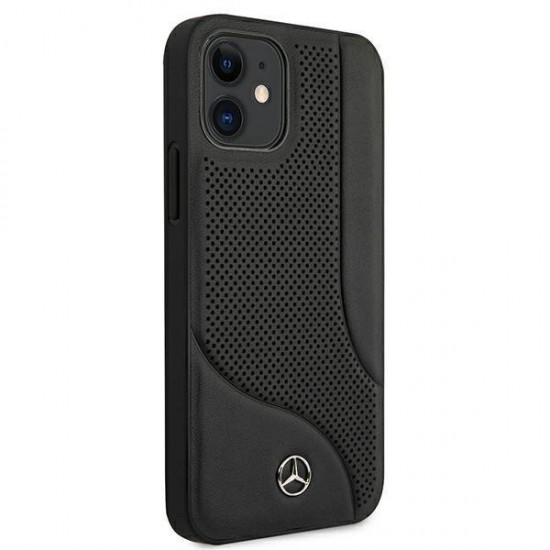 Mercedes Leather Perforated Area Case for iPhone 12 mini - Black