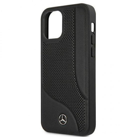 Mercedes Leather Perforated Area Case for iPhone 12 mini - Black
