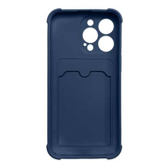 Card Armor Case Pouch Cover for iPhone 13 Pro Max Card Wallet Silicone Air Bag Armor Case Navy Blue