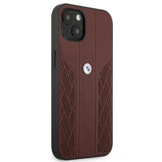 BMW Leather Curve Perforate Case for iPhone 13 mini - Red