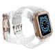 Protect Strap Band for Apple Watch 42/44/45mm Armored Case Strap - Transparent, Rose Gold