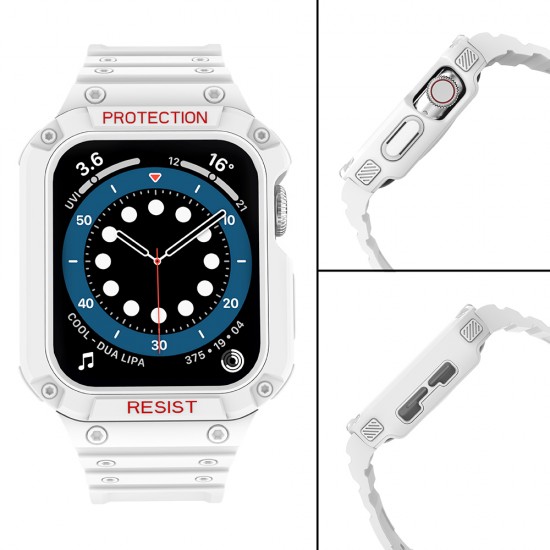 Protect Strap Band for Apple Watch 42/44/45mm Armored Case Strap - White
