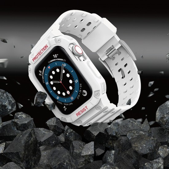 Protect Strap Band for Apple Watch 42/44/45mm Armored Case Strap - White