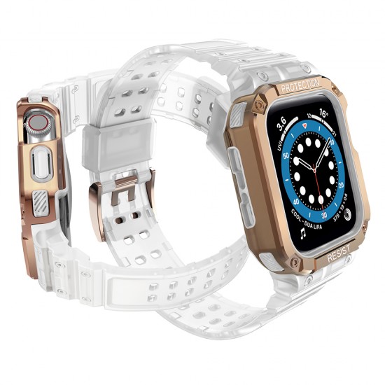 Protect Strap Band for Apple Watch 42/44/45mm Armored Case Strap - White, Rose Gold