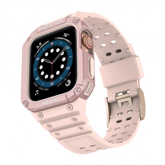 Protect Strap Band for Apple Watch 42/44/45mm Armored Case Strap - Pink