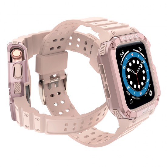Protect Strap Band for Apple Watch 42/44/45mm Armored Case Strap - Pink