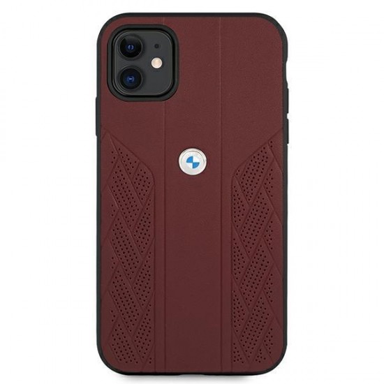 BMW Leather Curve Perforate Case for iPhone 11 / Xr - Red