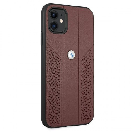 BMW Leather Curve Perforate Case for iPhone 11 / Xr - Red